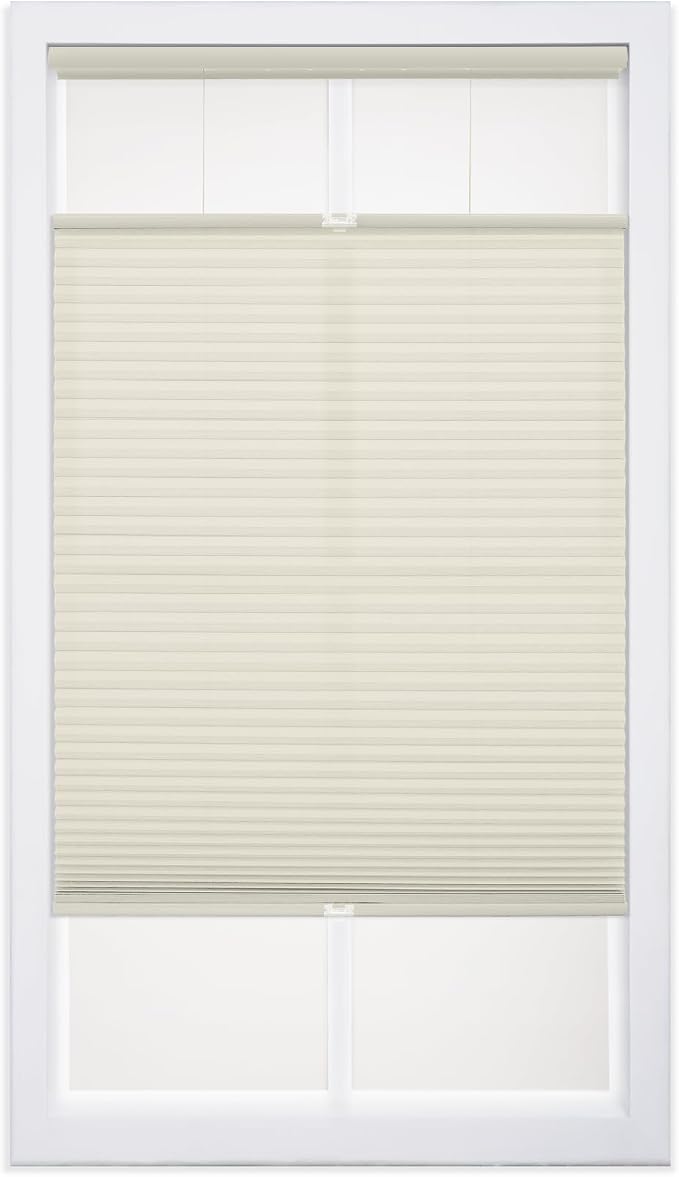 DEZ FURNISHINGS Cordless 1" Light Filtering Top Down Bottom Up Cellular Shade, 55"W x 64"H, Alabaster