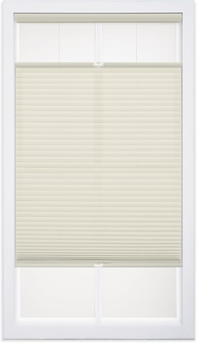 DEZ FURNISHINGS Cordless 1" Light Filtering Top Down Bottom Up Cellular Shade, 45"W x 72"H, Alabaster