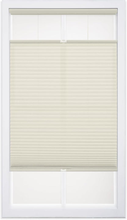 DEZ FURNISHINGS Cordless 1" Light Filtering Top Down Bottom Up Cellular Shade, 61"W x 64"H, Alabaster