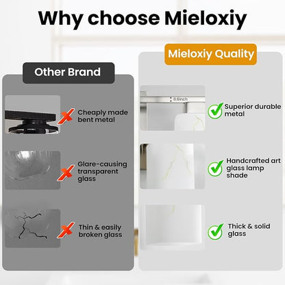 3-Light Square Bathroom Light Fixture, Brushed Nickel Modern Vanity Light with White Marble Glass Shade, for Bathroom Mirror, Living Room, Bedroom, Hallway, E26 Base