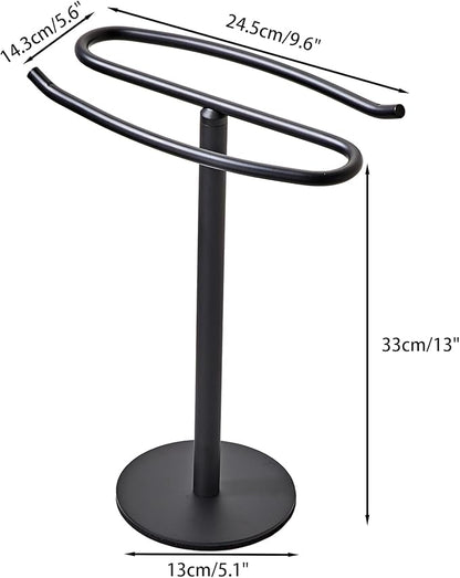 Matte Black Hand Towel Holder Stand,13 Inch Free-Standing Towel Rack, SUS304 Stainless Steel Towel Bar Rack Stand, Tower Bar for Bathroom Kitchen Vanity Countertop…