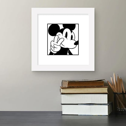 Trends International Gallery Pops Disney Mickey Mouse - Mickey Expressions - Peace Wall Art Wall Poster, 12" x 12", White Framed Version