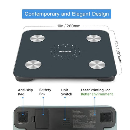 Homebuds FSA&HSA Smart Weight Scale, Precision 0.1lb by Our Professional Scale Factory Since 2001, Scale for Body Weight App Sync 13 Body Composition Including BMI and Body Fat, 400lb LED, Blue