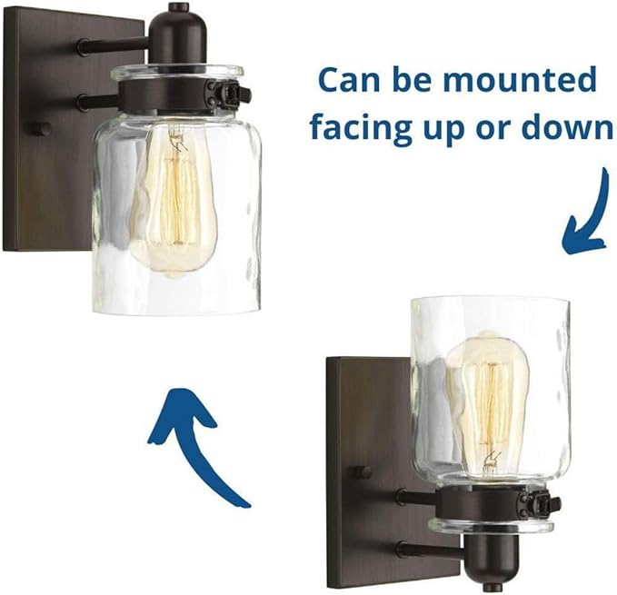 Progress Lighting P300045-020 Calhoun Collection Clear Glass Farmhouse Bath Vanity Light, 1 Light, Antique Bronze