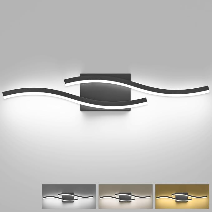 PRESDE 24" LED Bathroom Vanity Light, Modern Black Wall Bar Fixture Over Mirror Dimmable 3CCT