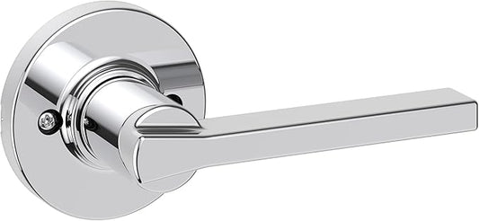 Kwikset Casey Dummy Round Door Handle, Single Sided Lever for Closets, French Double Doors, and Pantry, Polished Chrome Non-Turning Reversible Interior Push/Pull Lever