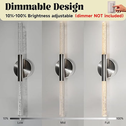 LED Bathroom Vanity Lights,24 inch Bathroom Light Fixtures Over Mirror,3000K Natural Warm Light, ETL＆UL Listed, Modern Wall Sconce for Bedroom,Living Room,Hallway,Brushed Nickel