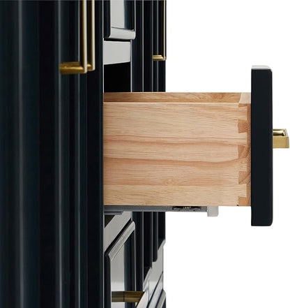 ARIEL Stafford 60-inch Bathroom Vanity Base Cabinet,Solid Wood, 4 Soft Closing Doors, 6 Dovetail Drawers, Satin Brass, Midnight Blue