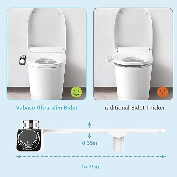 Self-Cleaning Non-Electric Dual Nozzle Bidet Attachment for Toilet Seat with Warm Water Jet Spray for Toilet Bathroom Bidet Toilet Sprayer Adjustable Water Pressure, Rear and Feminine Wash
