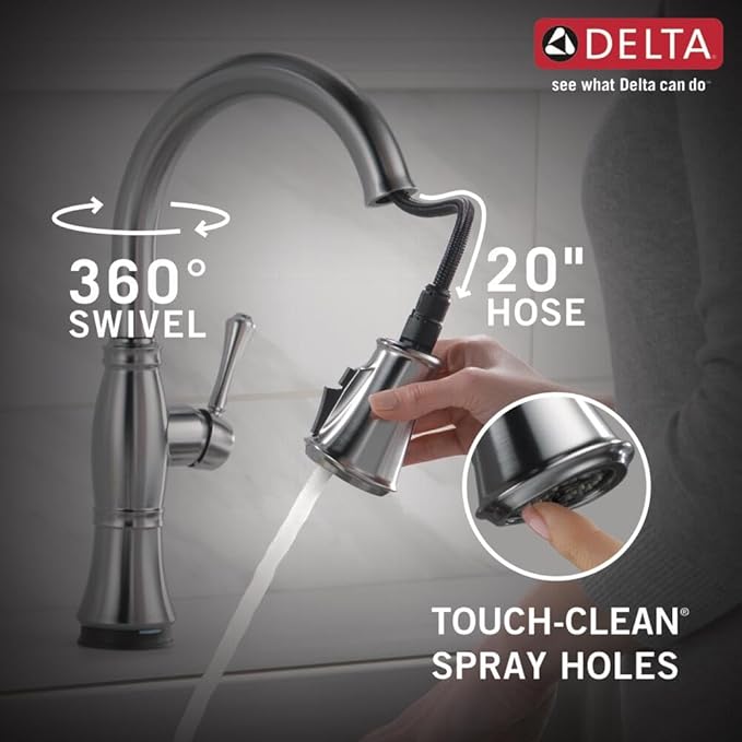 DELTA FAUCET Cassidy Touch Kitchen Faucet, Oil Rubbed Bronze Kitchen Faucets with Pull Down Sprayer, Kitchen Sink Faucet, Faucet for Kitchen Sink, Touch2O Technology, Venetian Bronze 9197T-RB-DST