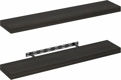 Furinno Tanna Floating Shelves for Wall Set of 2, 9 x 47 Wall Shelf, Wall Mounted Floating Shelf with Invisible Bracket, 2-Inch Thick, for Bathroom, Living Room, Bedroom, Home Office, Tobacco Oak