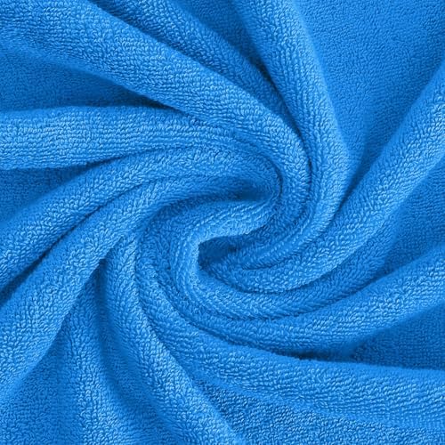Feather & Stitch 100% Cotton Bath Towel Set of 6, 625 GSM Ultra Soft Highly Absorbent 2 Bath Towels, 2 Hand Towels & 2 Washcloth - Luxury Quick Dry Shower Towels. (Deep Cyan)