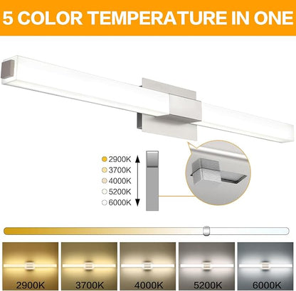 Bathroom Vanity Light Brushed Nickel, Modern LED Bathroom Lighting Fixtures Over Mirror, 5CCT Dimmable 40 Inch Vanity Lighting Fixtures for Bath
