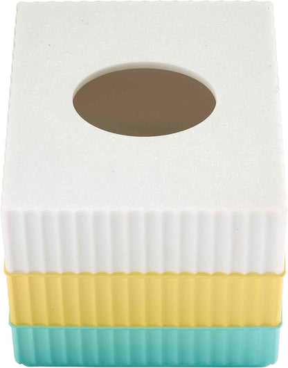 IZOD - Tissue Box Cover, Resin Countertop Bathroom Accessories, Dorm Room Essentials, Striped Bathroom Decor (Clubhouse Collection, Aqua)