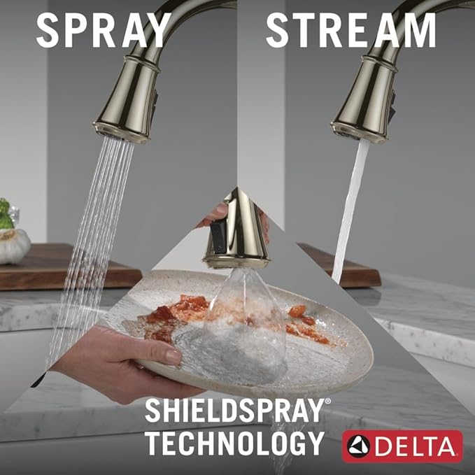 Delta Cassidy Touchless Kitchen Faucet with Touch Technology, Polished Nickel Kitchen Sink Faucet with Pull Down Sprayer, Single Hole, Lumicoat Polished Nickel 9197TL-PN-PR-DST