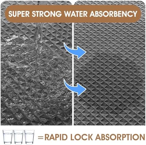 Memory Foam Bath Mat Set 3 Piece, Ultra Soft Absorbent Waffle Bathroom Rugs, Super Non-Slip PVC Backing Bath Rug Quick Dry, Machine Washable Rug for Tub, Shower, Home Decor Accessory, Dark Gray