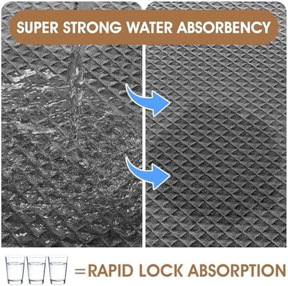 Memory Foam Bath Mat Set 3 Piece, Ultra Soft Absorbent Waffle Bathroom Rugs, Super Non-Slip PVC Backing Bath Rug Quick Dry, Machine Washable Rug for Tub, Shower, Home Decor Accessory, Dark Gray
