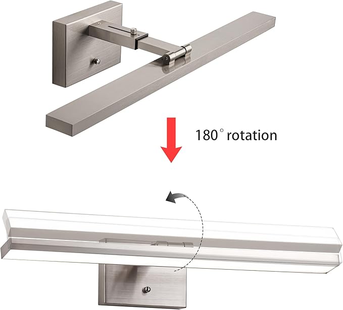 mirrea 24-Inch Brushed Nickel LED Vanity Light Over Medicine Cabinet, Modern 5CCT Dimmable Bath Bar Lighting with Extendable Arm for Bathroom