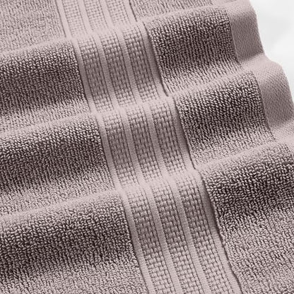 Modern Threads Allie 6-Piece 100% Cotton Towel Set – Jacquard Floral Border – Includes 2 Bath Towels, 2 Hand Towels, 2 Washcloths – Absorbent, Quick Dry, Soft & Durable – Taupe