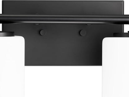 Progress Lighting Replay Collection 48 in. 6-Light Textured Black Etched White Glass Modern Bath Vanity Light