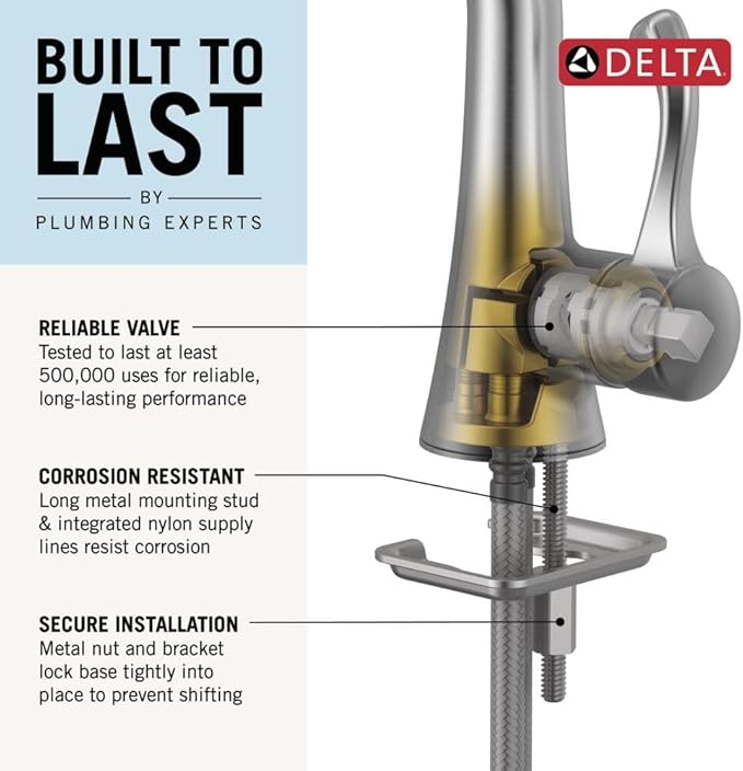 Delta Albion Matte Black/Brushed Gold Bathroom Faucet 1 Hole, Single Hole Bathroom Sink Faucet for Vanity, Metal Push-Pop Drain Assembly, Matte Black/Champagne Bronze 15855LF-GZ