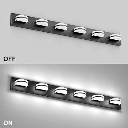 Aipsun 6 Lights Modern Black Vanity Light Up and Down Black LED Vanity Light Fixtures Bathroom Wall Light Over Mirror 6000K