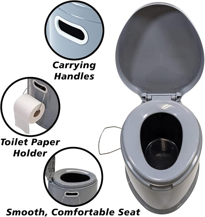 Portable Travel Toilet with Toilet Paper Holder and Removable Waste Bucket for Easy Cleaning, Lightweight Indoor or Outdoor Toilet for Camping, Road Trip, Boating - by SciencePurchase