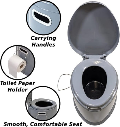 Portable Travel Toilet with Toilet Paper Holder and Removable Waste Bucket for Easy Cleaning, Lightweight Indoor or Outdoor Toilet for Camping, Road Trip, Boating - by SciencePurchase