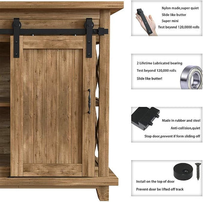 WINSOON 5FT Super Mini Barn Door Hardware Kit, Double Doors, J Shape Hanger | Sliding Small Barn Door Hardware Kit, for Mini/Small Barn Door, TV Stands, Wardrobe Cabinets, DIY