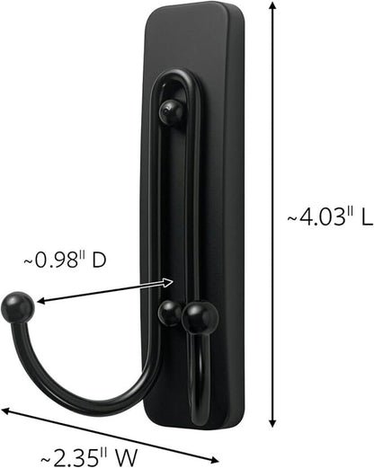 Command Large Matte Black Double Hooks, 2 Hooks and 2 Strips, Damage Free Hanging Wall Hooks with Adhesive Strips, No Tools Coat Hooks for Hanging Home Decor, Holds up to 4 lb (Pack of 3)