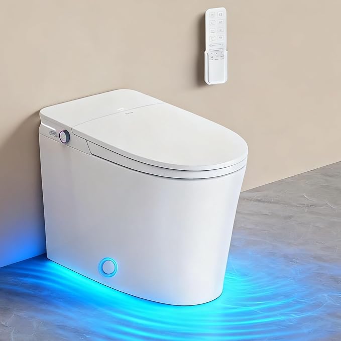 Ceramic Smart Toilet with Bidet Built-In,Bidet Toilet Auto Open/Close Lid, ADA Comfort Height One-Piece Toilet,Toilet With Bidet Built in Auto Deodorizer, Night Light & Digital Display