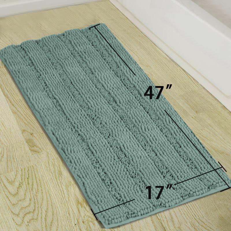 Turquoize Bathroom Runner Rug 17"x47", Soft Absorbent Chenille Bath Rug