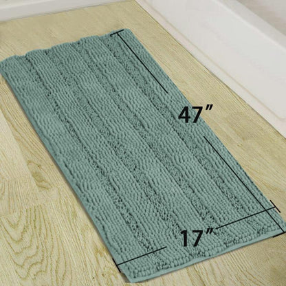 Turquoize Bathroom Runner Rug 17"x47", Soft Absorbent Chenille Bath Rug