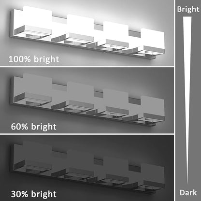 Tipace Dimmable Modern 4 Lights LED Vanity Light for Bathroom Up and Down Chrome Bathroom Wall Light Fixtures Over Mirror(White Light 6000K)