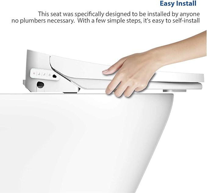 VOVO VB-6100SR Round Bidet Toilet Seat, Warm Water, LED Light, Heated Seat, White, Dryer, Stainless Steel Nozzle, Made in Korea