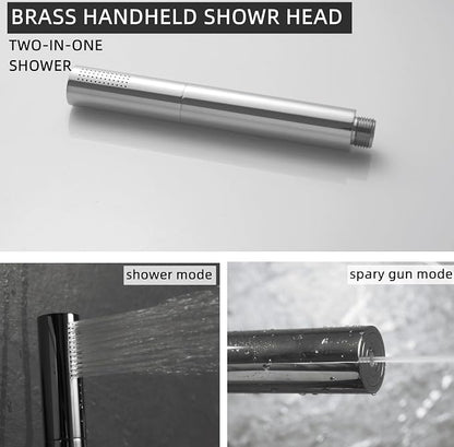 AYIVG Chrome Finish Round Brass 2 In 1 Function High Pressure Handheld Shower Head Sprayer Hand Shower Wand with 59 Inch Hose For Bathroom Shower System