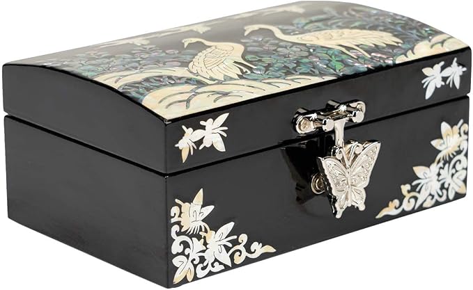February Mountain Mother of Pearl Small Korean Jewelry Box - Unique Gifts Wooden Box Sister birthday gifts from sister, christmas gifts for women birthday unique gifts for her Oriental Room Decor