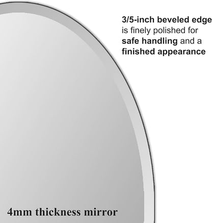Bathroom Mirror for Over Sink 20" x 28" Oval Frameless Wall Mirror | Beveled Polished Edge Decorative Wall Mirror for Bathroom, Bedroom, Vanity and Entryway