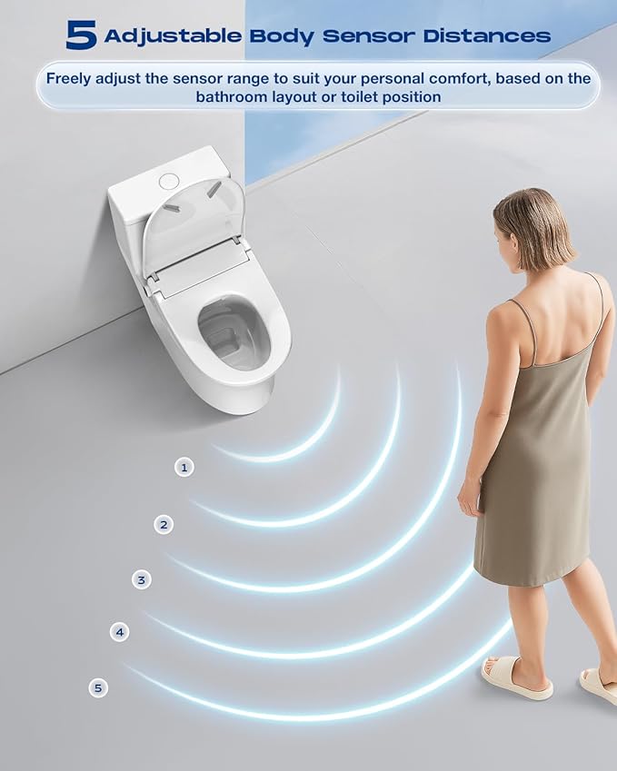 Sosh Auto Open Lid Bidet Seat, Smart Max Electric Toilet Seat with Instant Warm Water, Dryer, Front and Rear Wash, Remote Control, Self-Cleaning Nozzle, Eco Mode