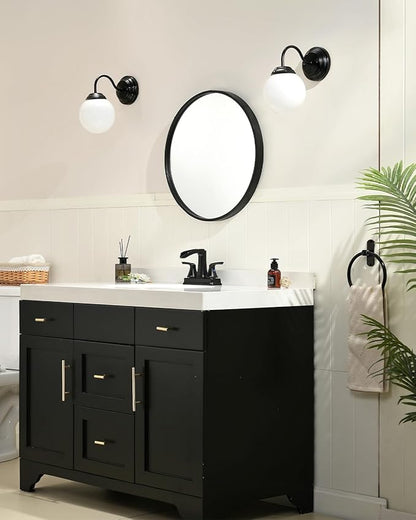 Fapully Matte Black Bathroom Faucet, Waterfall Bathroom Sink Faucet Widespread, 4 Inch Centerset Faucet for Bathroom Sink with Pop-up Drain