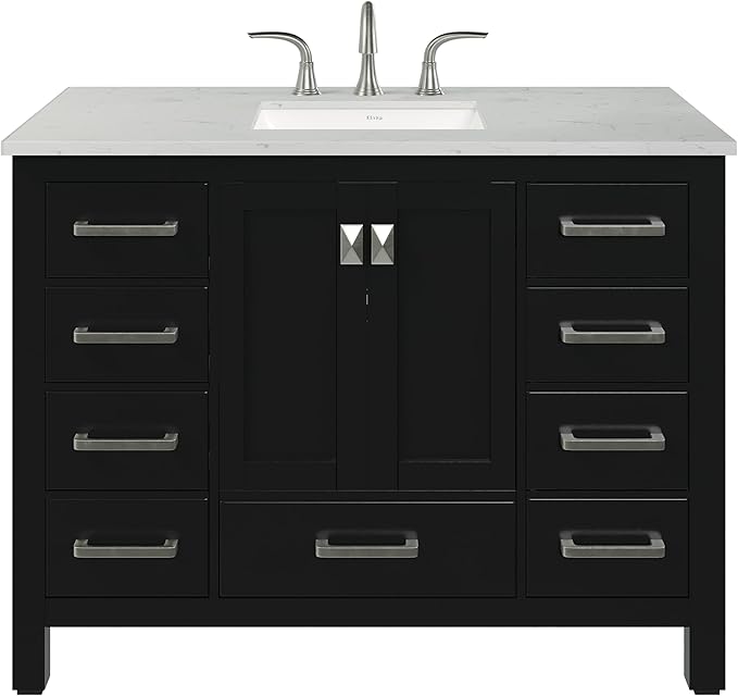 Eviva Aberdeen 42 in. Espresso Single Sink Bath Vanity with Carrara Quartz Top and Undermount Porcelain Sink
