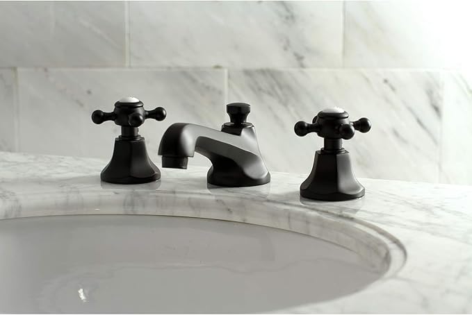 Kingston Brass KS4460BX Metropolitan Widespread Bathroom Faucet, 5-9/16 Inch in Spout Reach, Matte Black
