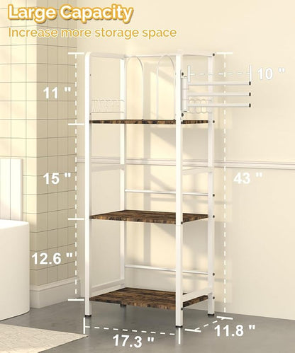 Mondazie Towel Racks for Bathroom Storage Shelves Free Standing, White | 3-Tier Bathroom Towel Rack with 3 Rotating Bars, Pool Towel Holder Stand with Detachable Dividers & 8 Hooks for Poolside