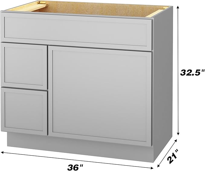 HomeBeyond 72 Inches Bathroom Vanity Base Cabinet Without Sink, Double Sink Top with Door & Soft Closing Drawers, Sturdy Floor Mounted Cabinet 2-Door 4-Drawer, Grey