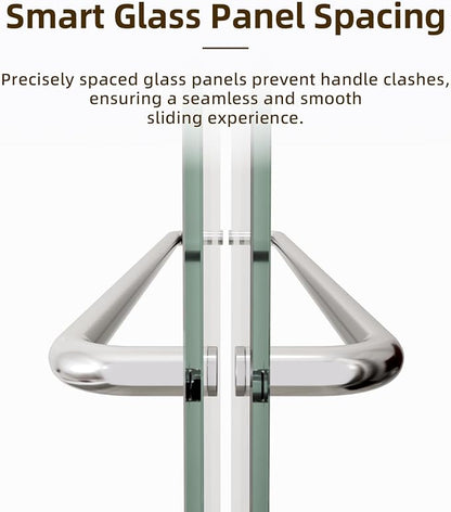 Royal Guard Double Sliding Shower Door,56-60" W x 70" H,Chrome | Shower Doors with 6mm Clear SGCC Tempered Glass,Bypass Shower Enclosure,Nano Coating Easy Clean&Waterproof&Adjustable Width