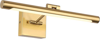 Joosenhouse LED Picture Light Fixtures Dimmable 16.53" Inch Modern Metal Artwork Hallway Lamps with Single Swing Arm, 7W (50W Eqv.), Hardwired Connection, Warm White, CRI80+, Golden-Like Brass Finish