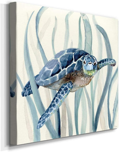 Renditions Gallery Turtle in Seagrass I Wall Art, Premium Gallery Wrapped Canvas Decor, Ready to Hang, 10 in H x 10 in W, Made in America Print (AZS-WC25-17921-R-1010-MK)