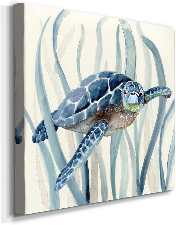 Renditions Gallery Turtle in Seagrass I Wall Art Premium Gallery Wrapped Canvas Decor Ready to Hang 16 in H x 16 in W Made in America Print AZS-WC07-17921-R-1616-MK