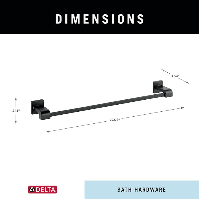 Delta 77524-BL Ara 24-in Wall Mount Towel Bar Bath Hardware Accessory in Matte Black