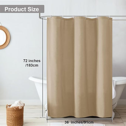 OVZME Zora 36 x 72 Inch Stall Fabric Shower Curtain - Soft & Texture Small Taupe Shower Curtain for Bathroom for Narrow Stall Size, Machine Washable Water Resistance, Hotel Style, Taupe